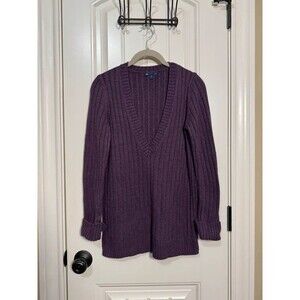 Gap Purple Ribbed Knit V-Neck Pullover Sweater Long Sleeve Womens Size S
